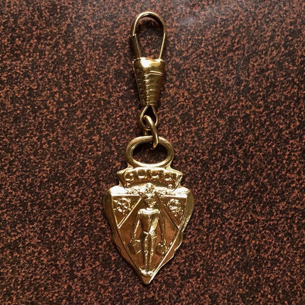 Authentic Vintage Gucci Knight Charm Pendant Zipper Pull, gold tone